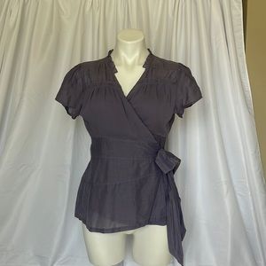 Banana Republic deep lavender wrap around  blouse